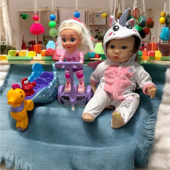 Disney Other - Disney Baby Doll Set with Unicorn Onesie and Purple Scooter